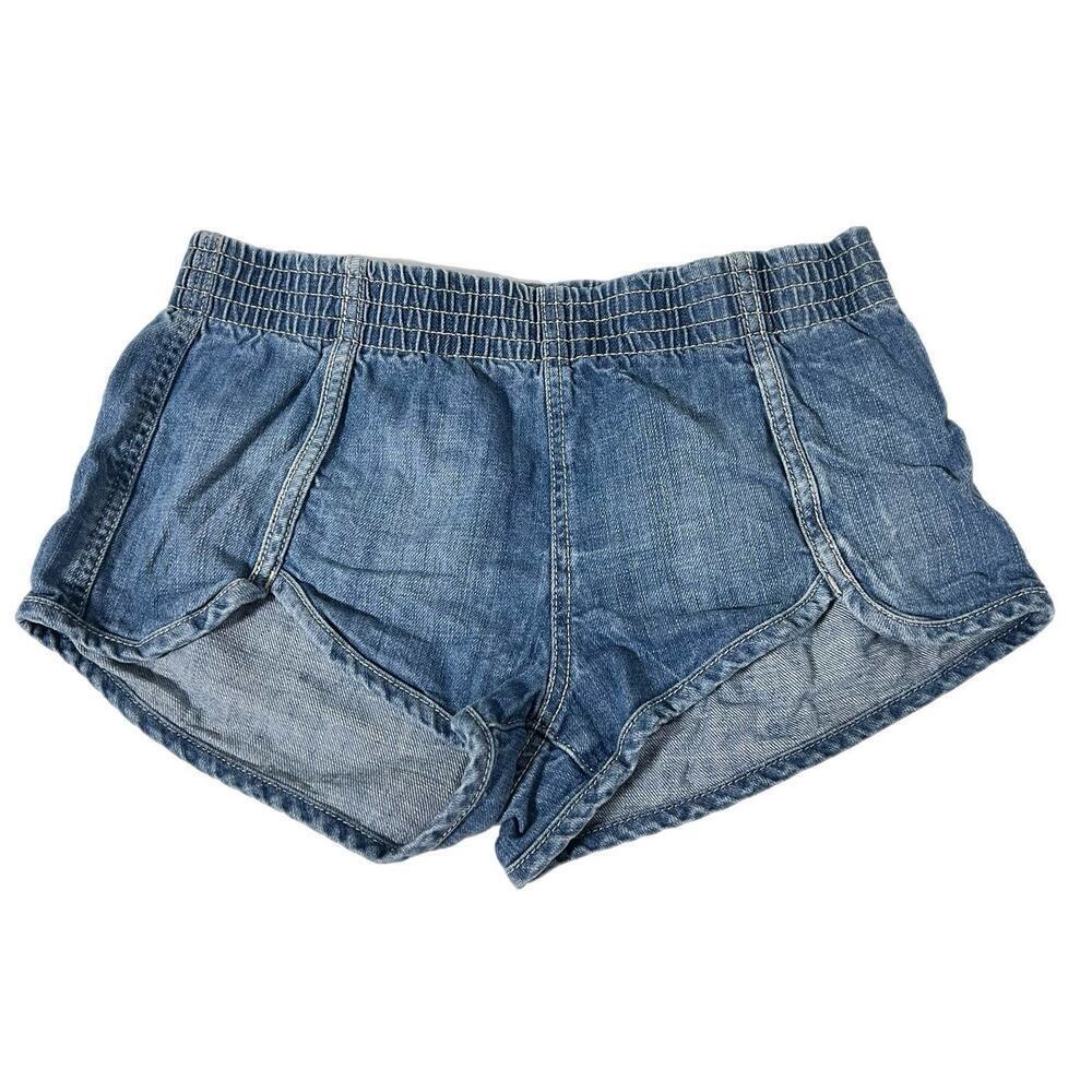 Hollister Womens Y2K Micro Mini Denim Shorts Size Small Low Rise Booty Festival